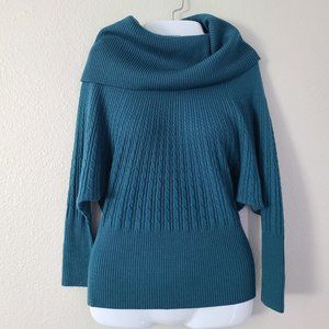 Antonio Melani women's Wool teal fitted cowl neck sweater top size XS